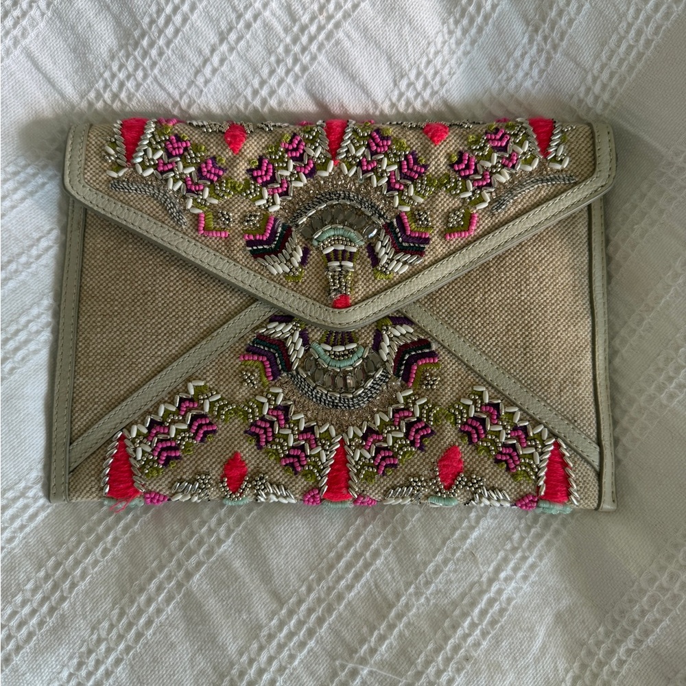 Rebecca Minkoff Embroidered and Beaded Envelope Clutch